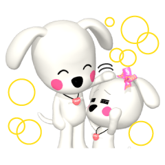3D WHITE DOG "PEACE-K & HAPPY" (1)