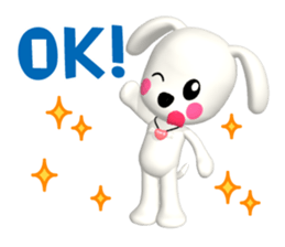 3D WHITE DOG "PEACE-K & HAPPY" (1) sticker #247873