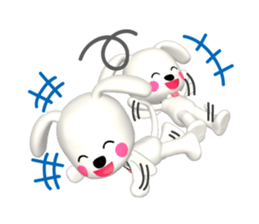 3D WHITE DOG "PEACE-K & HAPPY" (1) sticker #247878