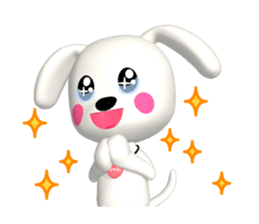 3D WHITE DOG "PEACE-K & HAPPY" (1) sticker #247879