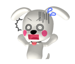 3D WHITE DOG "PEACE-K & HAPPY" (1) sticker #247883