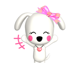 3D WHITE DOG "PEACE-K & HAPPY" (1) sticker #247894