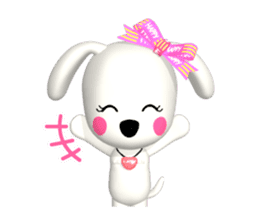 3D WHITE DOG "PEACE-K & HAPPY" (1) sticker #247894