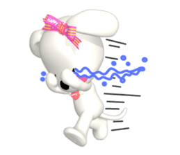 3D WHITE DOG "PEACE-K & HAPPY" (1) sticker #247904