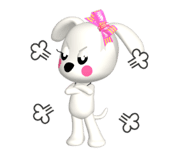3D WHITE DOG "PEACE-K & HAPPY" (1) sticker #247905
