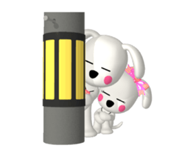 3D WHITE DOG "PEACE-K & HAPPY" (1) sticker #247912