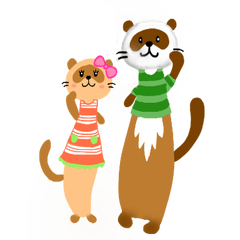 Brilliant days of cute three ferrets