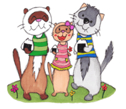 Brilliant days of cute three ferrets sticker #256171