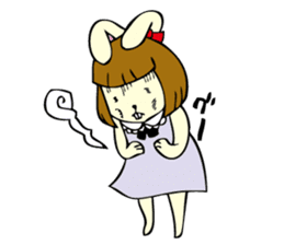 Bobbed hair rabbit sticker #256879