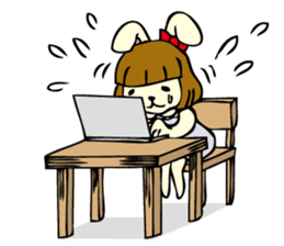 Bobbed hair rabbit sticker #256905