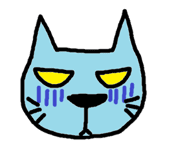 Blue cat and blue human sticker #261367