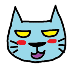 Blue cat and blue human sticker #261370