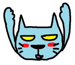 Blue cat and blue human sticker #261372