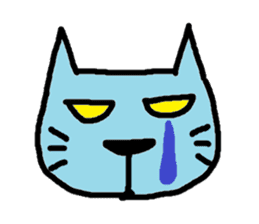 Blue cat and blue human sticker #261373