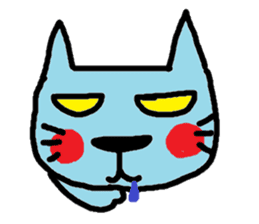 Blue cat and blue human sticker #261374