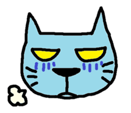 Blue cat and blue human sticker #261375