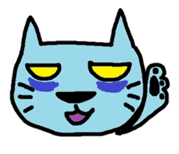 Blue cat and blue human sticker #261376