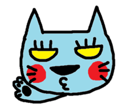 Blue cat and blue human sticker #261377