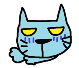 Blue cat and blue human sticker #261378