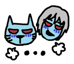 Blue cat and blue human sticker #261381