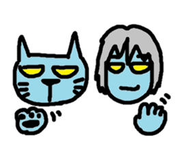 Blue cat and blue human sticker #261382