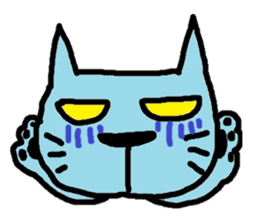Blue cat and blue human sticker #261384