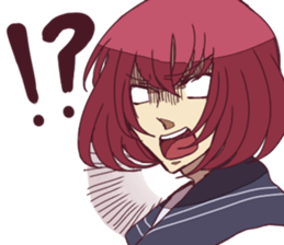 Severe girl and an unfortunate boy sticker #267266