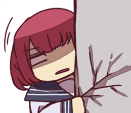 Severe girl and an unfortunate boy sticker #267267