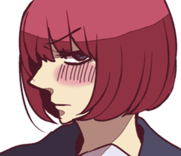 Severe girl and an unfortunate boy sticker #267284