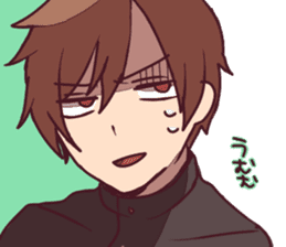 Severe girl and an unfortunate boy sticker #267290