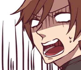 Severe girl and an unfortunate boy sticker #267292