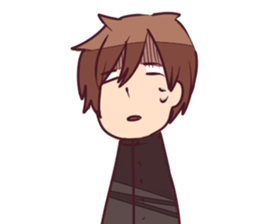 Severe girl and an unfortunate boy sticker #267296