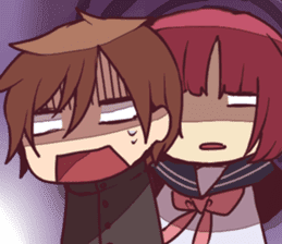 Severe girl and an unfortunate boy sticker #267297