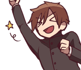 Severe girl and an unfortunate boy sticker #267303