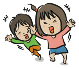 An older sister and younger brother sticker #274820
