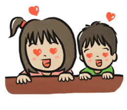 An older sister and younger brother sticker #274821