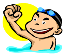 Likes swimming, a boy sticker #283266