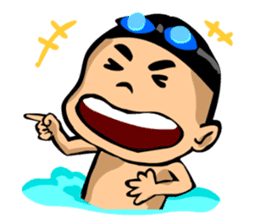 Likes swimming, a boy sticker #283267