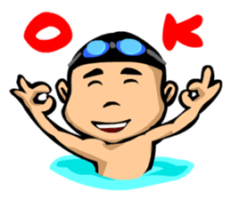 Likes swimming, a boy sticker #283271