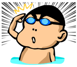 Likes swimming, a boy sticker #283273