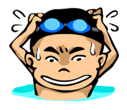 Likes swimming, a boy sticker #283275