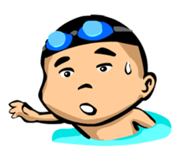 Likes swimming, a boy sticker #283278