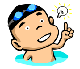 Likes swimming, a boy sticker #283281