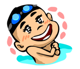 Likes swimming, a boy sticker #283284