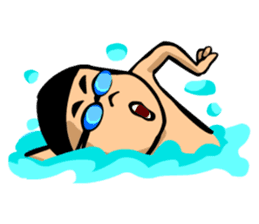 Likes swimming, a boy sticker #283285