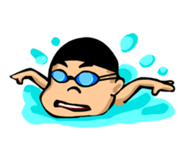 Likes swimming, a boy sticker #283286
