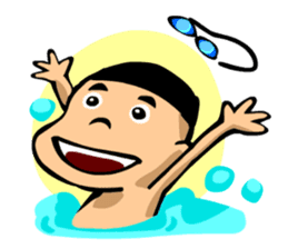 Likes swimming, a boy sticker #283287