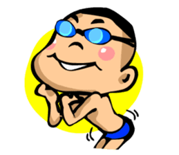 Likes swimming, a boy sticker #283288