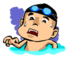 Likes swimming, a boy sticker #283290