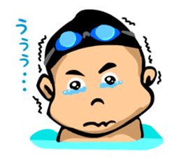 Likes swimming, a boy sticker #283291